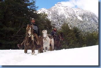 Luis in the snow, on the Crossing the Andes on Horseback in Northern patagonia Trail